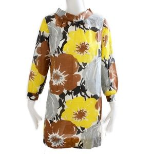 Vintage Dress Breezy by Hale Fabric Bold Floral Print Mini Cotton Blend NWT 12